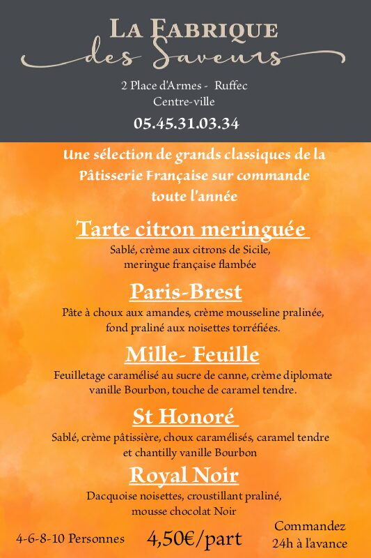 CARTE PATISSERIES ANNUELLE