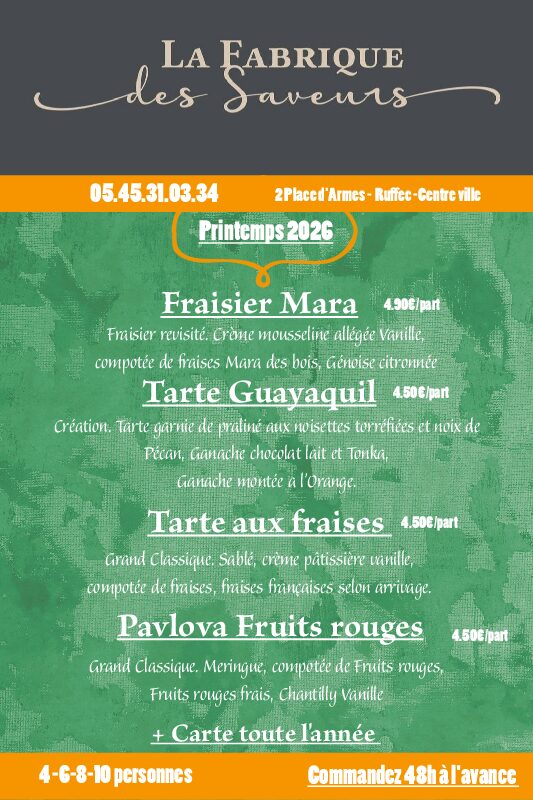 CARTE PATISSERIES PRINTEMPS